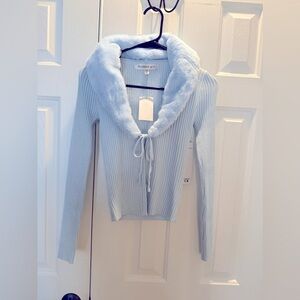 Madden Girl Light Blue Open Ribbed Cardigan XS